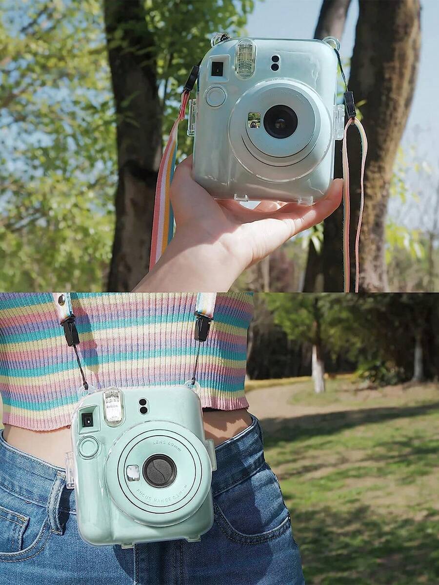 Transparent Protective Case For Insta X Mini 12/Mini 12 Instant Camera, Made Of Hard PVC Material With Photo Pocket On The Back