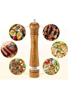 1个胡椒研磨器，家用盐研磨器，木制香料研磨器，手动胡椒研磨器，香料粉碎器，可重复使用的香料瓶，适用于烧烤、野餐、露营、厨房工具、情人节礼物、厨房装饰 - 彩色 - 查看 7