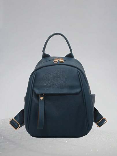Casual Mini Backpack For Women Soft PU Leather School Bag With Zipper Closure For College Students & Everyday Travel