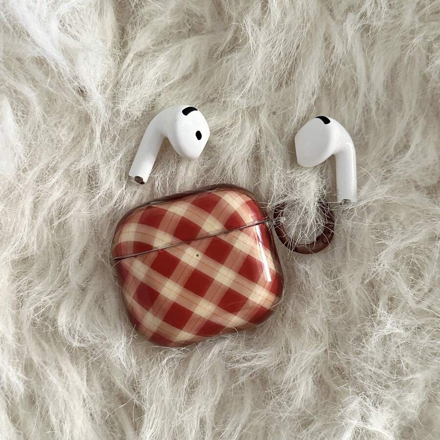 Ốp tai nghe họa tiết hình thoi màu vàng cam đỏ bán trong suốt kiểu retro kèm vòng treo, vỏ bảo vệ dễ thương tương thích với Pro 2, Pro 3/4, 1/2, thiết kế tối giản dành cho nữ. - Nhiều màu - Xem 1