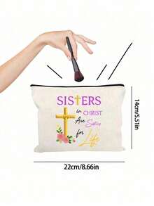 Regali per sorelle, regali di compleanno per sorelle, nuore, sorelle maggiori, regali di laurea e Natale per la migliore amica, sorella minore, una sorella in Cristo è una sorella per la vita. Borsa cosmetica da viaggio di grande capacità per articoli da toeletta, borsa per il fai-da-te per il trucco, perfetta per viaggi, camere da letto, vacanze, pendolarismo quotidiano, ufficio o scuola, regalo per famiglia, amici, medici, infermieri e persone care, perfetta per borse trucco di Natale e Ringraziamento - Multicolore - Visualizzare 11