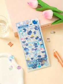 3D Embossed Crystal Stickers, Fruit Rabbit Pattern, Children's Handmade Educational DIY Decorative Materials, Gift Stickers, Spiral Notebook, Office & School Supplies, Unisex, Improve Work Efficiency, Back To School Essential, Retro Minimalist Design - Multicolor - View 12