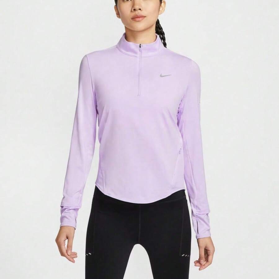 Nike Women's AS W NK SWIFT DF UV HZ TOP Polo Shirt, Knitted Collared Long Sleeve - Black - View 1