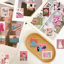 50 Sheets Pink Japanese Vintage Aesthetic Graffiti Stickers Decoration Hand Account Stationery Luggage Notes Waterproof Stickers - 1 - View 4