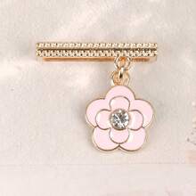 1pc Metal Camellia Flower Pendant Decoration, Cute Silicone Watch Band Accessory, Suitable For Apple Watch Band 38mm 40mm 41mm 42mm 44mm 45mm 46mm 49mm - Pink - View 8