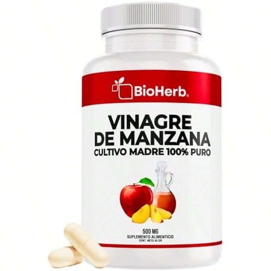 Vinagre de Manzana Organico "Cultivo Madre" Concentrado 100% Puro (180 Capsulas de 500mg) - [Extremadamente Eficaz] - | Alta Concentracion | Rapida Absorcion | Calidad Suprema | Suministro Para 90 Dias | - Organic Apple Cider - BioHerb. (180 CAPSULAS) - 90 cápsulas - Ver 1