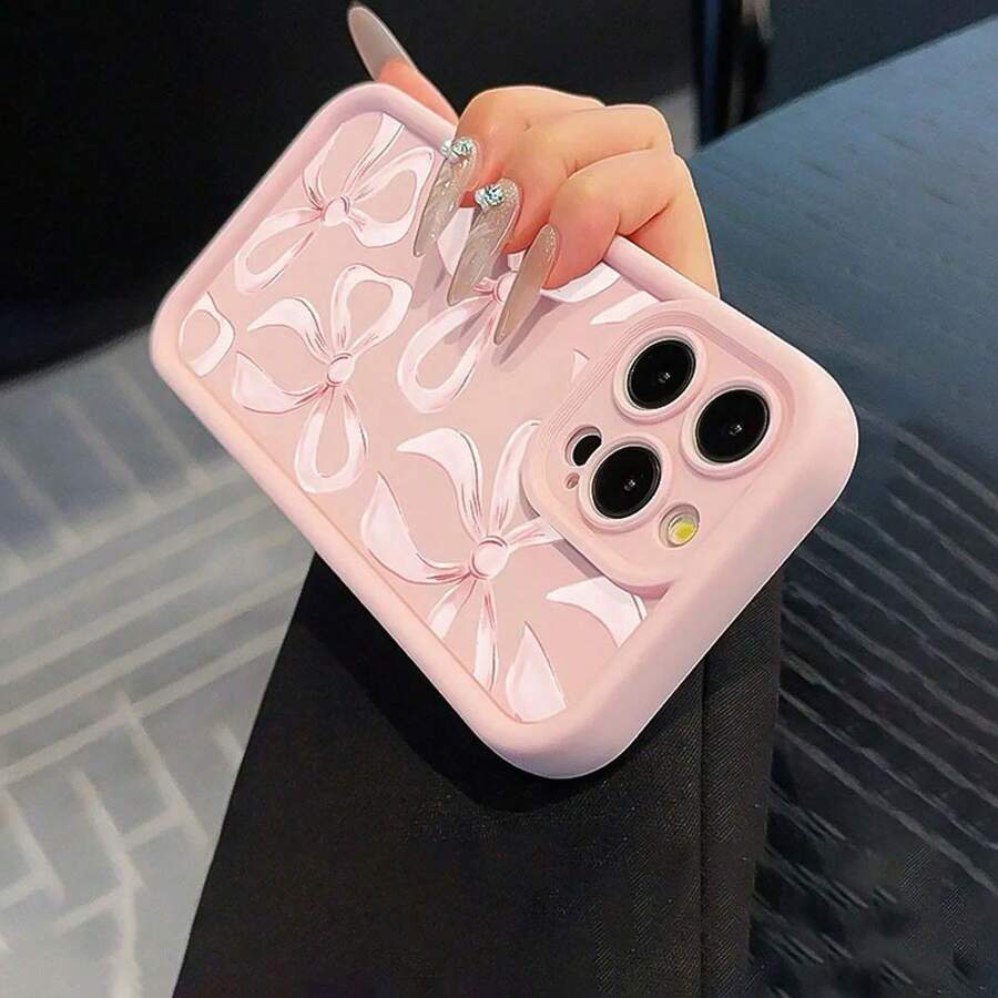 Valentine'S Day Gift For Ladies Fashion Phone Case Phone Case: 1Pc Cute Girl Light  Bow Pattern TPU Phone Case, Compatible With Apple  16 15 14 13 12 11 Pro Max,  XS XR X 8 7 Plus, Ideal Valentine'S Day Couple Holiday Gift For Girlfriend, Lover, And Family Birthday Present - 粉色 - 查看 1