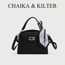 新款夏季荔枝纹女士手提包，时尚可调节肩带斜挎包，简约纯色高端金属装饰单肩通勤包 - 黑色 - 查看 10