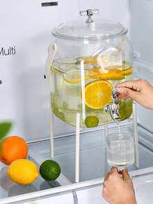 1个带水龙头的大容量塑料饮水瓶，适用于冰箱，可用作水果浸泡器、汽水容器，家居必备 - 彩色 - 查看 6