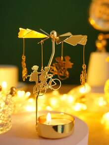 1 pieza Soporte giratorio de vela de cera caliente dorado, molino de viento decorativo giratorio, regalo creativo para Halloween y Navidad, set de soporte de vela giratorio, adecuado para bodas románticas, fiestas de Navidad, decoración de mesa de comedor en el hogar, regalos festivos, Ramadán, Eid islámico, eventos de Ramadán - Multicolor - Ver 16