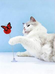 Interactive Cat Toy With Plush Ball, Metal Spring Teaser Wand And Suction Cup Base - Colorful, Battery-Free, Suitable For All Cat Breeds, Stimulates Hunting Instinct, Brings Play Fun, Hunting Simulation Toy, Active Cat Toy, Plush Ball Toy, Indoor Cat Toy - Multicolor - View 4