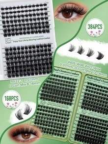 Lashsun 1672 Stücke D-Curl Wimpern Set mit hohem Volumen, 5 Tabletts & Wimpernbuch, 9 gemischte Stile, 8-16mm Länge, inklusive 2 Wimpernkleber, 2 Wimpernentferner, 2 Pinzetten, 2 Wimpernbürsten, geeignet für Anfänger & erfahrene Nutzer, einfaches DIY zu Hause, weich & bequem, geeignet für den täglichen Gebrauch - Schwarz - Übersicht 5