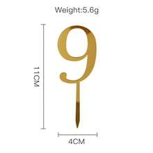 新款0-9岁生日快乐蛋糕顶层金色亚克力婚礼蛋糕顶层儿童生日派对节日蛋糕用品性别揭晓派对用品 - 彩色 - 查看 15