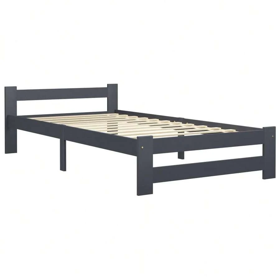 vidaXL Cadre de lit sans matelas gris foncé pin massif 100x200 cm - Gris - Voir 1