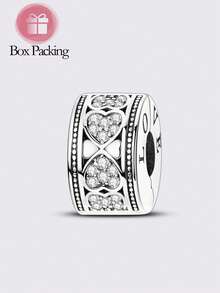 1 pièce Bracelet original de conception argent et doré avec des clips de breloque ornés de motifs délicats de papillons en cubic zirconia cubique serti, de formes de cœur romantiques débordant de doux sentiments, et de designs mignons thématiques animaux, parfaits pour les amateurs d'animaux. - Argent - Voir 12