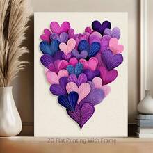 1 Pc Canvas Painting,1-Piece Girl's Room Decoration Painting With Frame - Heart-Shaped Print Lavender Lilac Color Suitable For 16x24-Inch Wraparound Canvas Frame Modern Decoration Girl's Bedroom Hook Installation 2D Plane Perfect For Room Decoration , Wooden Framed Art,High Quality ,Thickness 2. 25cm/1inch Wall Art Prints Poster Direct Hanging Decor For Home Gifts,Living Room, Bathroom, Bedroom, Kitchen,Bar,Office - 紫色 - 查看 1