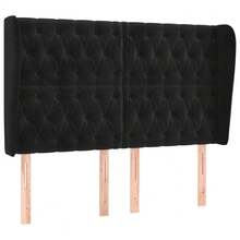 vidaXL Tête de lit con oreilles negro 163x23x118/128 cm terciopelo - Negro - Ver 3