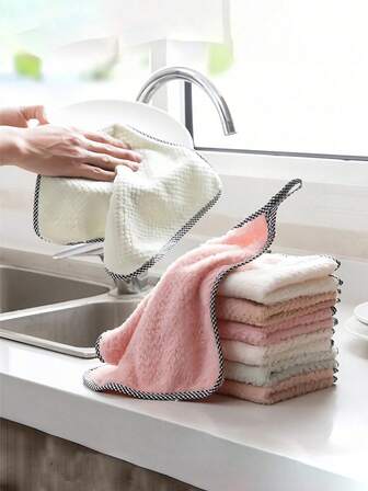 15/20/30 piezas Paños de limpieza de felpa de coral, altamente absorbentes, no destiñen, no sueltan pelusa, colores aleatorios, aptos para cocina, sala de estar, dormitorio