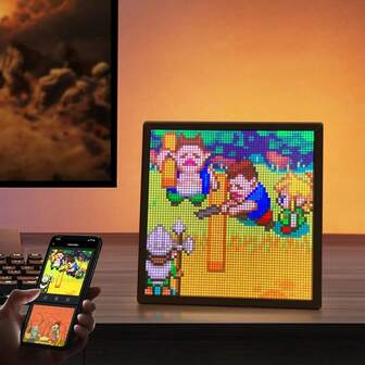 LED Pixel Art Display, 32x32 Programmable Pixel Art Display, DIY Patterns Text Programmable LED Sign, RGB Pixel Panel DIY Graffiti Animations Patterns Text Programmable LED Sign