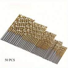 50/100件組 鈦合金塗層高速鋼鑽頭組 - 重型HSS鑽頭，尺寸1-3mm (1/16"-1/8") 及更小尺寸 (1/32", 1/64")，螺旋槽設計，圓柄，適用於木材、金屬、塑料、乾壁 - 家居用品 - 彩色 - 查看 11