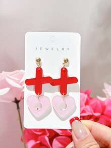 1 Pair Bling Bling Acrylic Letter XOXO Contrast Glitter Design Earrings, Sweet Valentine's Day Jewelry Gift, Personalized Earrings For Girls - XOXO - View 4