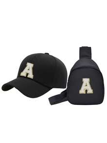 2PCs Children Baseball Hat With Mini Bag Boys Girls Camping Hat Anti-UV Strap Kids Bucket Hat Headwear For 3-8 Years Old Baby - Black - View 4