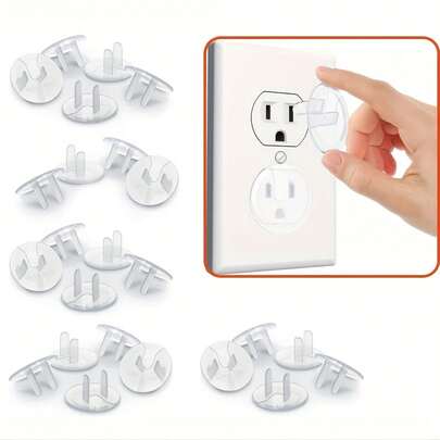 7pcs/14pcs/28pcs Transparent Socket Protective Covers| Suitable For Home And Office Use, Convenient To Carry And Versatile, Dustproof, Made Of Plastic Material,  Installation.