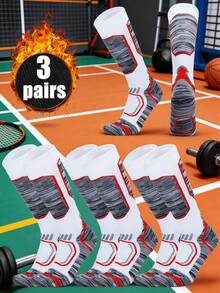 3/2/1 双装专业滑雪压缩袜，柔软舒适透气男士保暖袜 - 彩色 - 查看 1