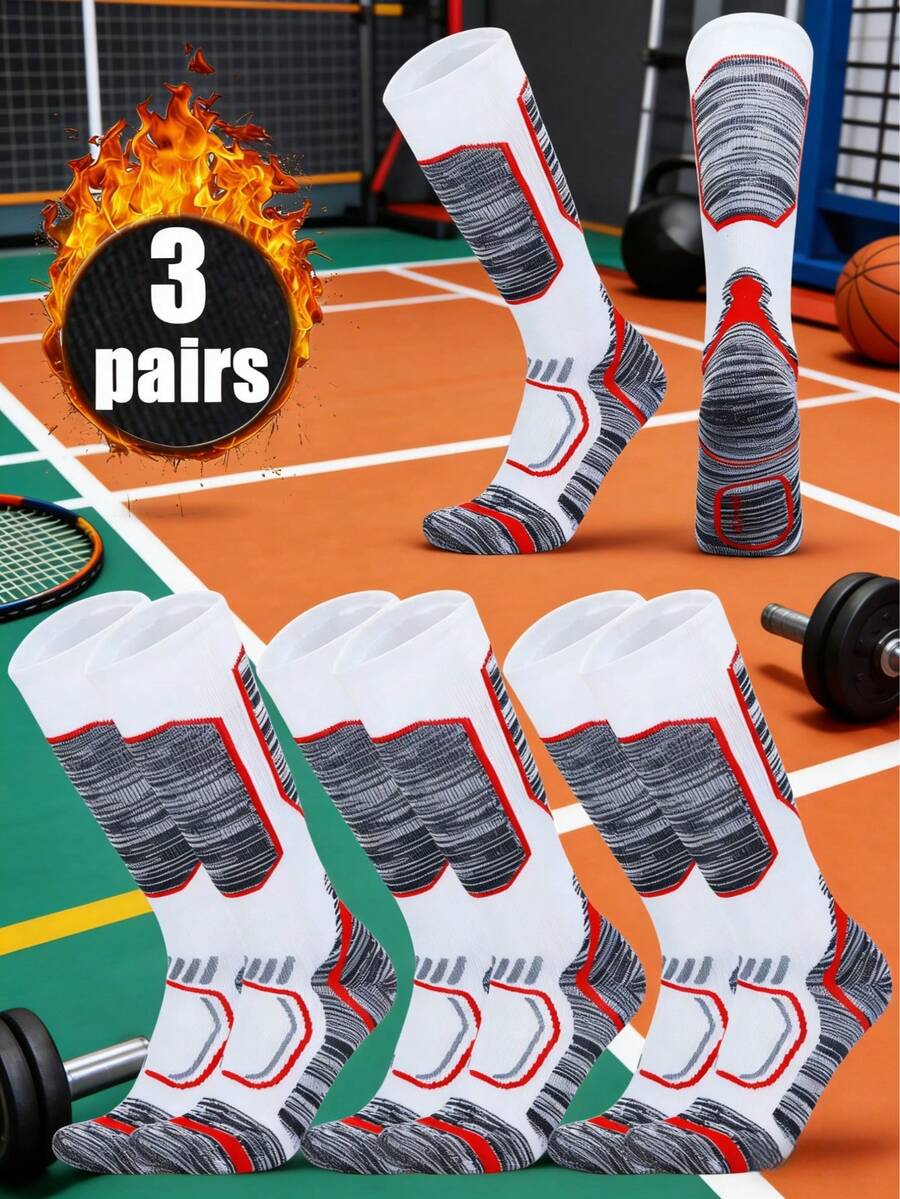 3/2/1 双装专业滑雪压缩袜，柔软舒适透气男士保暖袜 - 彩色 - 查看 1