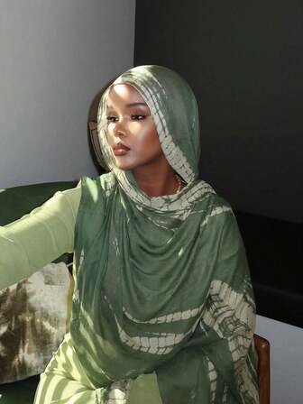 1件装女士水彩印花头巾，蛇皮动物图案头巾，柔软透气头巾披肩，高品质数码印花头巾，穆斯林头巾，希贾布围巾，时尚休闲百搭，适合日常佩戴