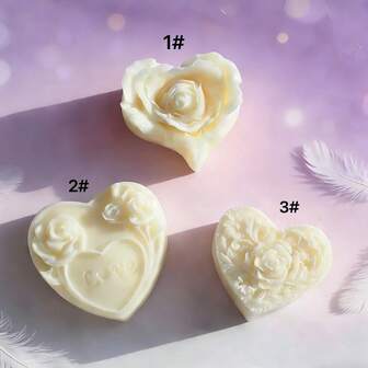 Heart-Shaped Rose Fragrance Candle Silicone Mold, DIY Valentine's Day Love Flower Plaster Diffuser Stone Handmade Soap Decoration Mold
