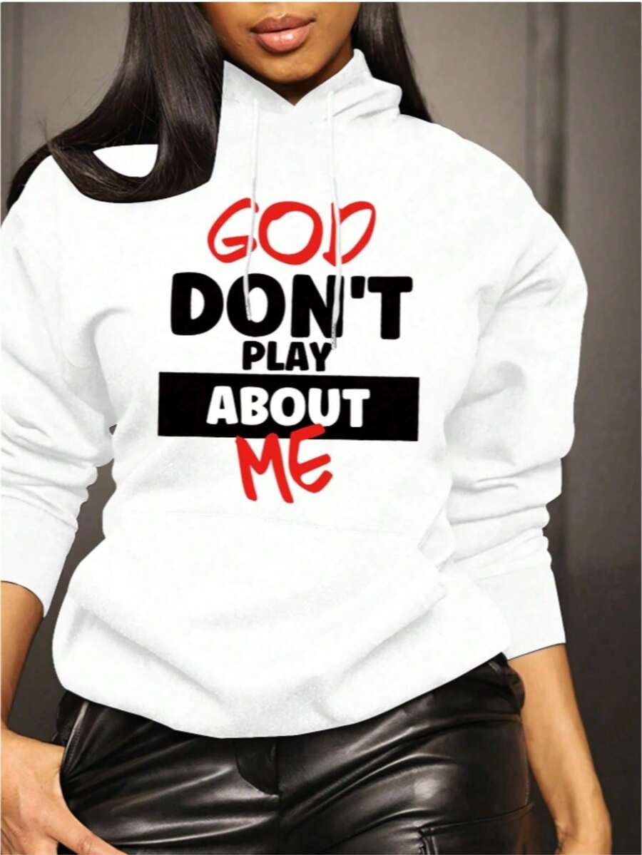Slayr Women's Black Long Sleeve Pullover Hoodie With Cool Attitude Slogan American Streetwear, Casual New Year & Valentine's - 白色2 - 查看 1