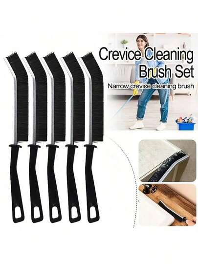 5pcs/Set Multi-Functional Crevice Brushes, Narrow Crevice Cleaning Brush, Bathroom Tile Brush, Stiff Bristle Crevice Cleaning Brush, Suitable For Home, Restaurant, Kitchen Tiles, Window Tracks And More