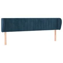 vidaXL Tête de lit avec oreilles Bleu foncé 203x23x78/88 cm velours - Bleu azur - Voir 3