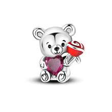 1 Mặt dây chuyền hình nơ, hoa hồng, sô cô la, gấu, trái tim màu bạc lấp lánh đính đá Cubic Zirconia, thích hợp cho bộ sưu tập trang sức ngày Valentine lãng mạn, phù hợp với vòng tay, dây chuyền, hạt trang sức tự làm cho nữ và bé gái, quà tặng ngày Valentine, kỷ niệm. - Bạc - Xem 27