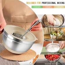 TAIMASI 26-Piece Stainless Steel Mixing Bowl Set With Airtight Lids – Non-Slip Bottoms & Grater Attachments, Variety Of Sizes 1.1-4.5 QT | Perfect For Mixing, Serving & Cooking, Fathers Day Gift - Màu Khaki - Xem 8