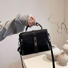 Multineos Comercial Large Women's Crossbody Shoulder Bag With Side Strap, Made Of PU Leather - Black - View 6