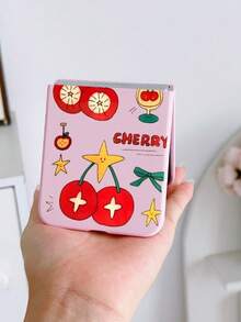 1pc Fashionable Minimalist Skin-Friendly PC Material Cute Tomato Star Element Foldable Phone Case, Protective And Anti-Drop, Compatible With Samsung Galaxy Zflip 3/Zflip 4/Zflip 5/Zflip 6/Zflip 7/ Razr 50 Ultra/ Razr 60 Ultra/ Razr 60/ Rolla Razr 50/Galaxy Z Flip7 FE - Pink - View 3