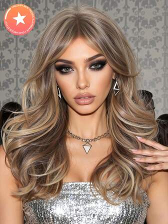 20 Inch Fashion Linen Brown Bangs Wig, Women - High Volume Synthetic Fiber, Rose Net Cap, Versatile Style, Suitable For Daily Wear, Mother's Day, Birthday Party And Special Occasions, Party Hair Accessory | Smooth Straight | Natural Appearance Wig