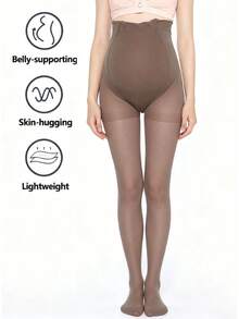 1pc Minimalist Maternity Tights, Suitable For Autumn/Winter, Lightweight Anti-Snag, Slip-Resistant Waistband, Skin-Friendly, Black, Pregnancy Wear, Daily Use - Multicolor - View 16