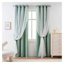 Curtains 52x84 Inch - Cute Green Polka Dot Blackout Curtains For Bedroom - Double Layer Sheer Grommet Window Panels Set Of 2 - 如圖 04 所示 - 查看 7