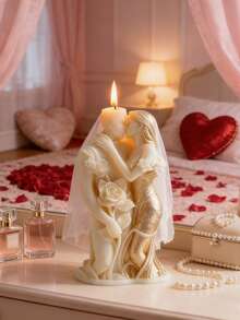 1pc Asymmetrical Love Couple Rose Silicone Mold - Multi-Use For Gypsum/Cement/Soap Valentine's Day/Wedding/Anniversary Bridal Shower Gifts