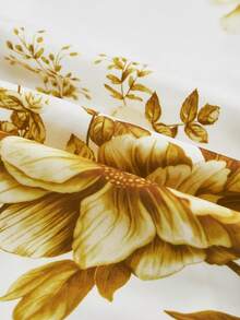 AIJ 2 piezas Conjunto de top de tirantes retorcido y pantalones anchos plisados de verano para mujer - Flores amarillas sobre fondo blanco - Ver 10