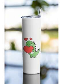 TendenciaTermo Skinny 20 Oz.dinosaurio San ValentinCalidad premium - Blanco - Ver 3