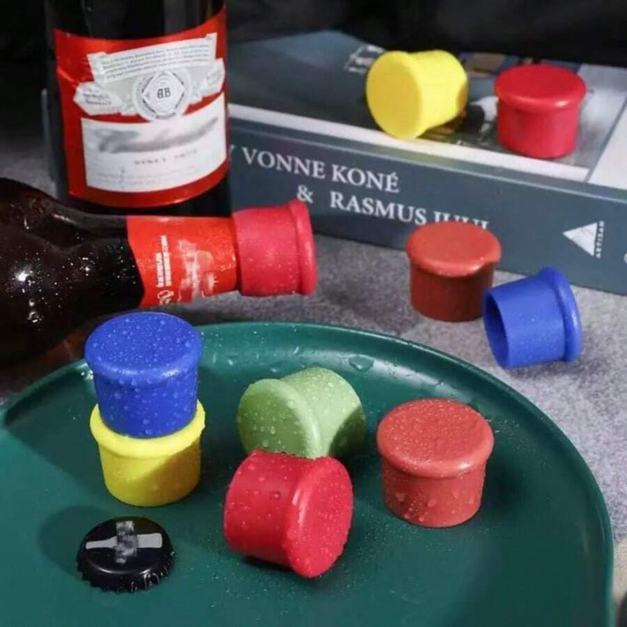 1/3/6pcs Reusable Silicone Wine Stoppers, Bottle Stoppers For Wine, Beer, Champagne Bottles To Keep Drinks Fresh - Multicolor - View 1