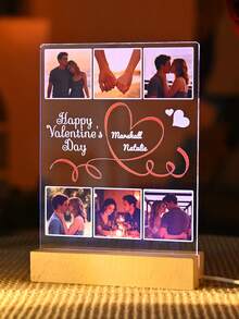 Customized Photo Acrylic Plaque Night Light With Printed Photo, Anniversary Gift, Christmas Gift, Customized Home Decor, Various Anniversary Gifts - Large Rectangular Stand-up Heart-shaped Ribbon HJ - View 5