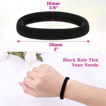 100 Pcs Thick Black Hair Ties Large Elastics Bulk Hair Ties Stretch Hair Bands Ponytail Holders For Thick Heavy And Curly Hair,Home And Living New In,Gifts,Household Items,Bathroom Accessories,Back To School,Outdoor Supplies,Party Rwady. - 黑色 - 查看 4
