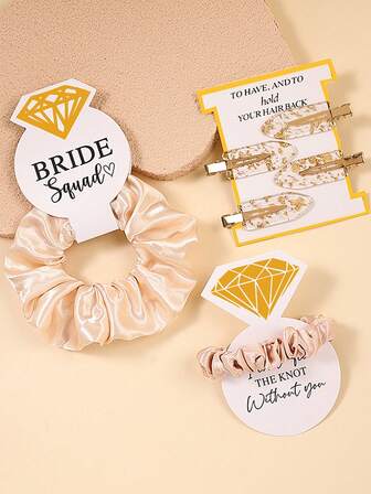 Set de regalo de 8 piezas con scrunchies de satén y pinzas para el cabello con lámina de oro, para fiesta nupcial, damas de honor, regalos de propuesta, pinzas de garra, sujetadores de cola de caballo