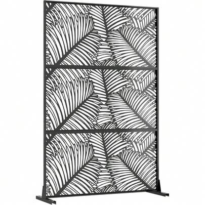 Dragonpad 74x47 pouces Écran de confidentialité en métal pour l'extérieur et l'intérieur, ensemble d'écran autoportant, séparateur décoratif d'extérieur avec panneaux sur pied pour terrasse, patio, balcon, jardin, résistant aux intempéries, facile à installer