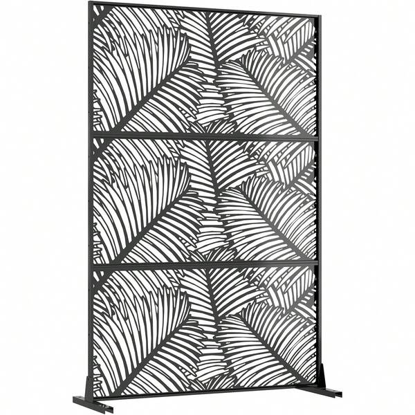 Dragonpad 74x47inch Metal Privacy Screen For Outdoor And Indoor, Freestanding Screen Set, Decorative Outdoor Divider With Stand Panels For Deck Patio Balcony Garden, Weather-Resistant, Easy To Install